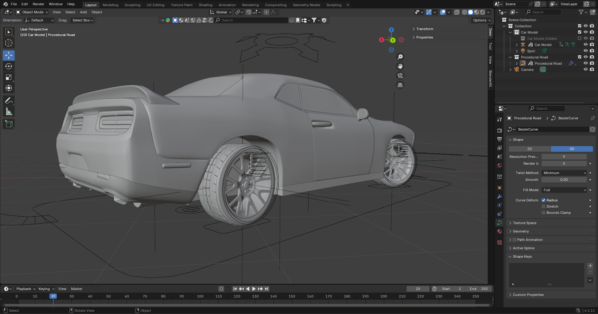 Realistic Racing Blue Car  Low-poly 3D model_8
