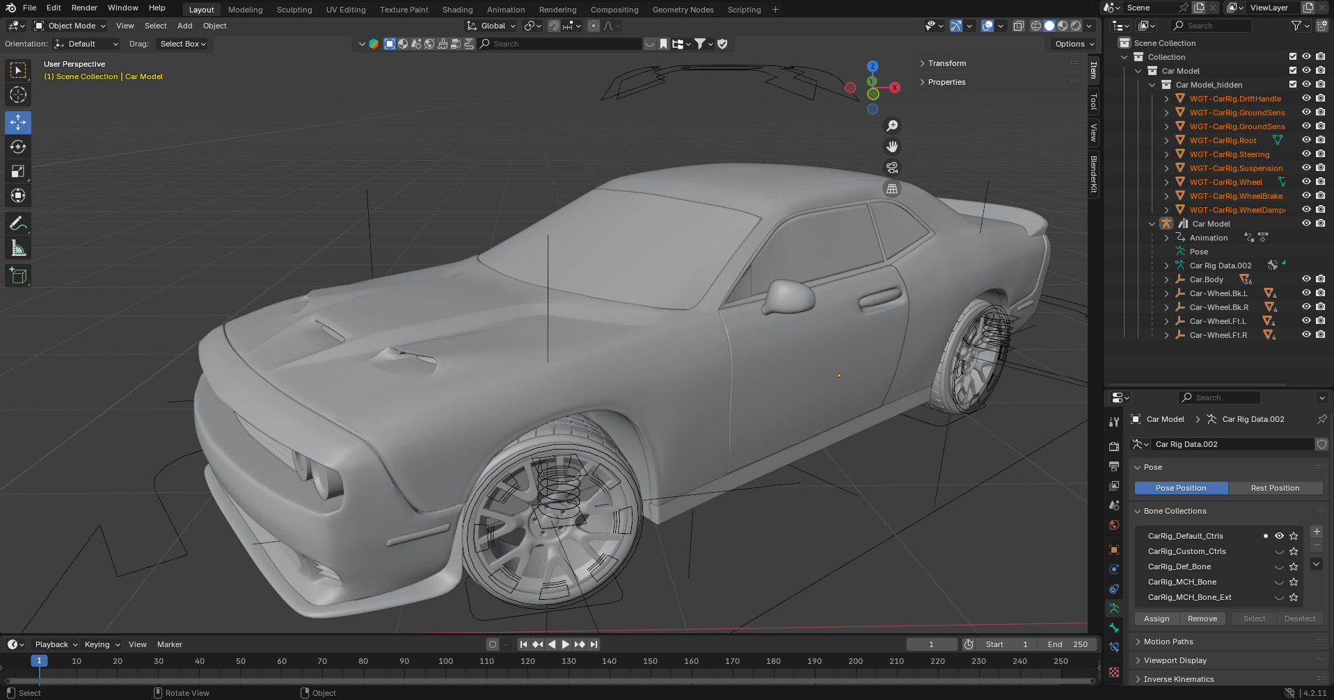 Realistic Racing Blue Car  Low-poly 3D model_14