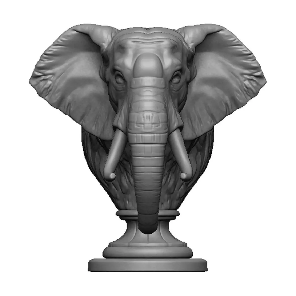 elephant head bust 3D print model