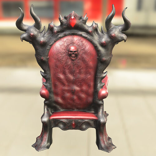 Hellfire Throne Demonic Skull Chair 3D model
