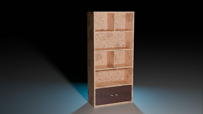 Wooden Shelf with customizable material and 4K Textures 3D model
