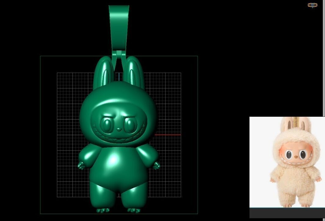 LABUBU GOLD HOLLOW  HALF PENDANT JEWELLERY 3D print model_7