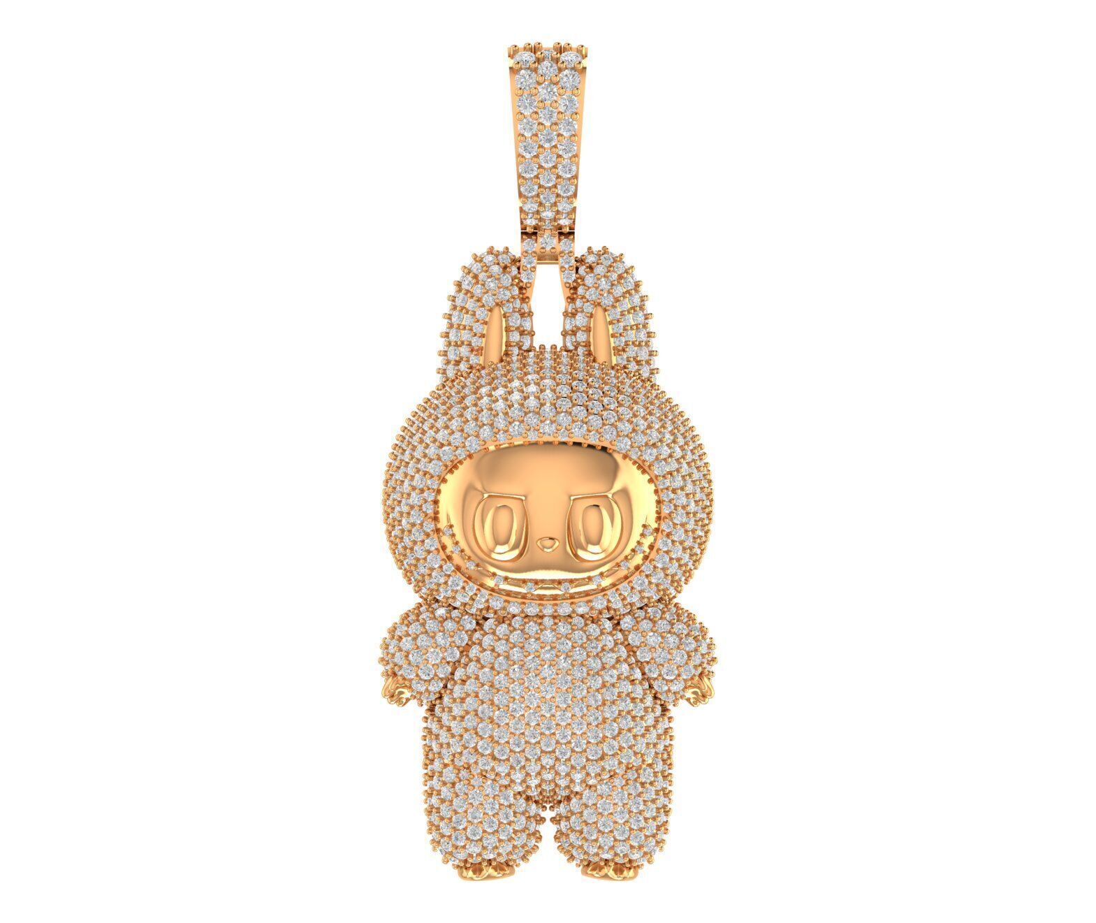 LABUBU GOLD HOLLOW  HALF PENDANT JEWELLERY 3D print model_3