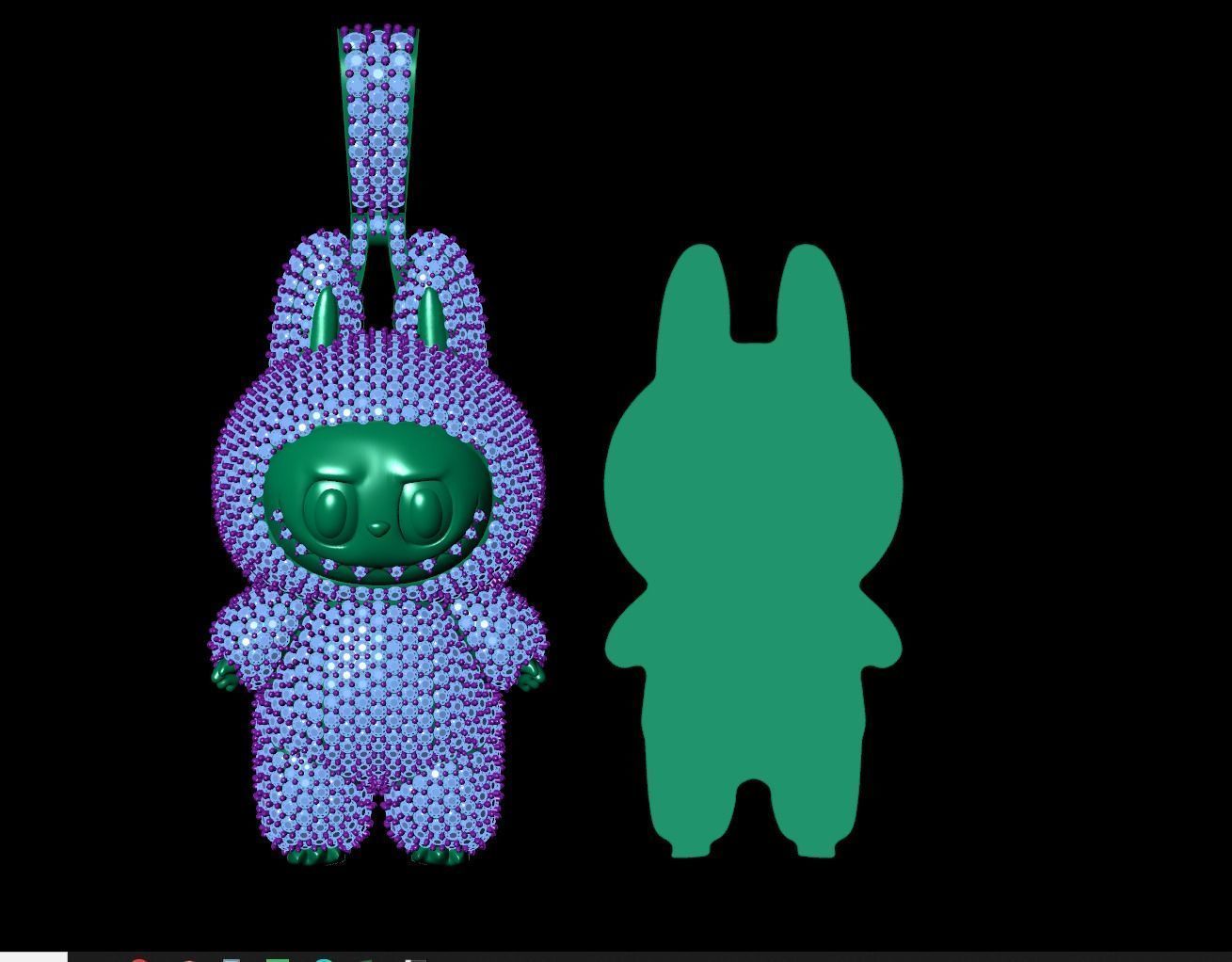 LABUBU GOLD HOLLOW  HALF PENDANT JEWELLERY 3D print model_1