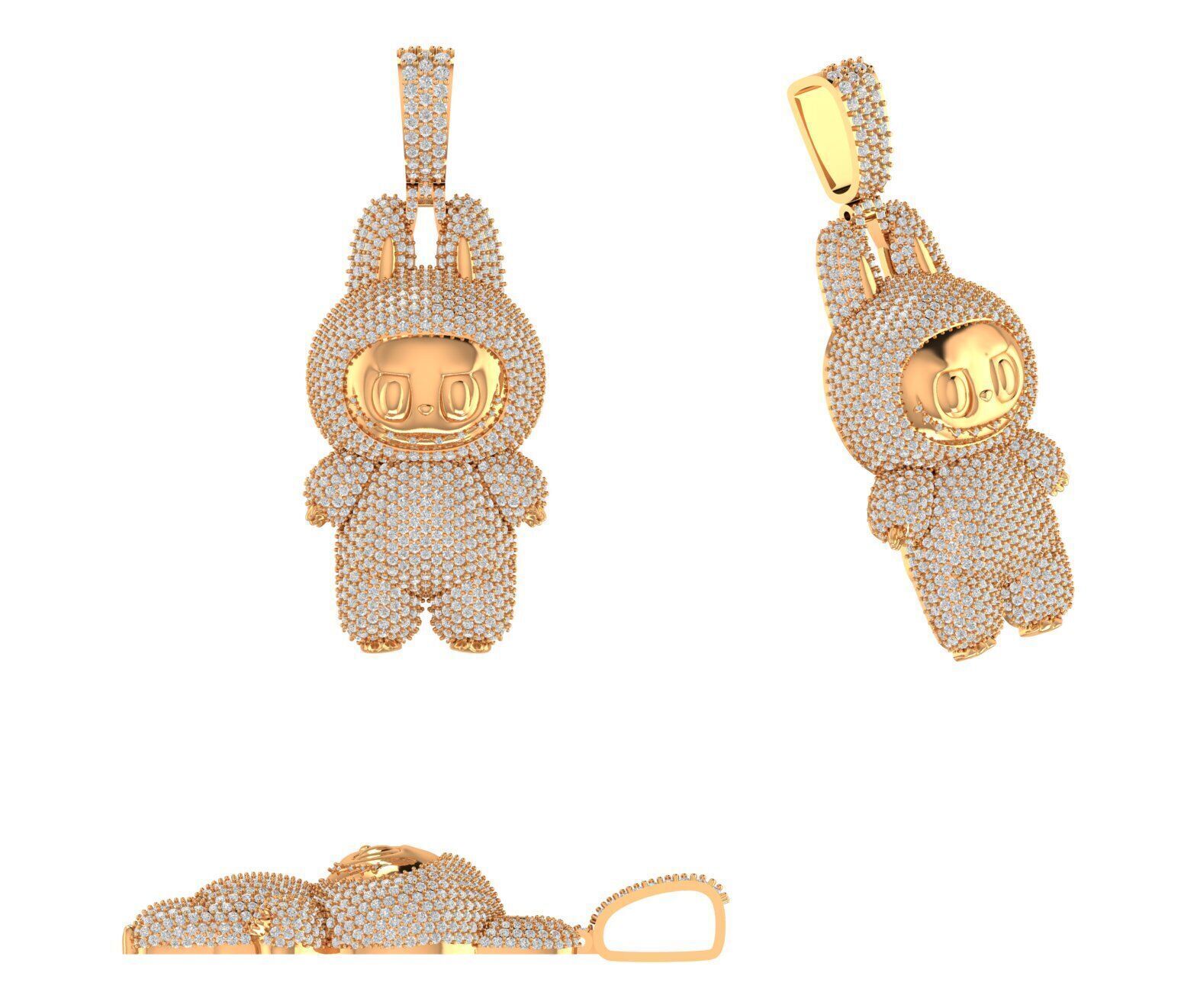 LABUBU GOLD HOLLOW  HALF PENDANT JEWELLERY 3D print model_6