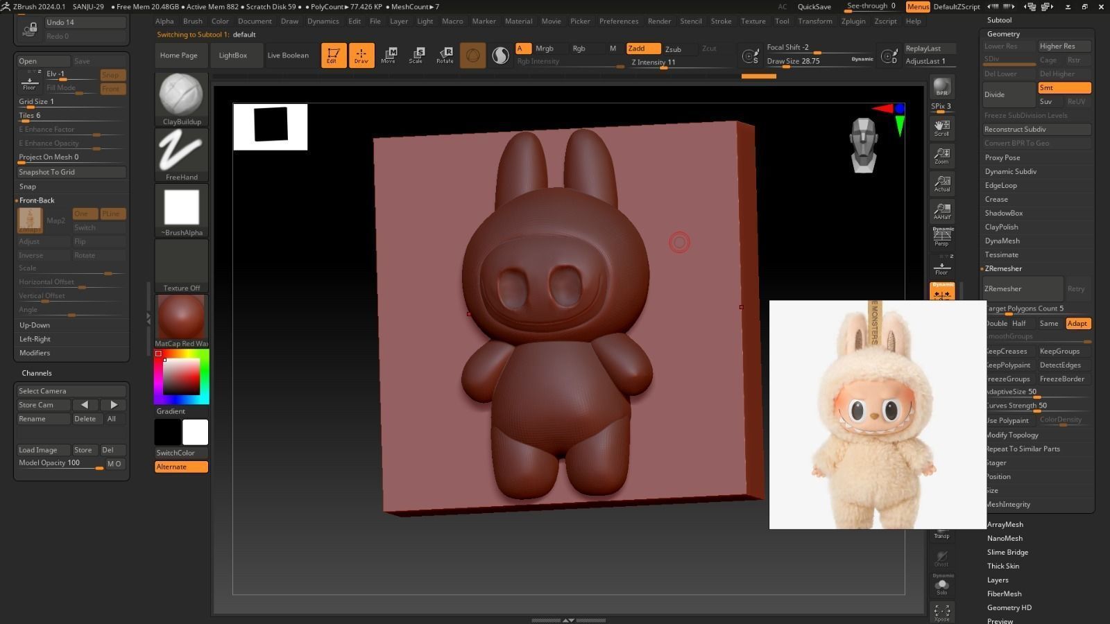 LABUBU GOLD HOLLOW  HALF PENDANT JEWELLERY 3D print model_8