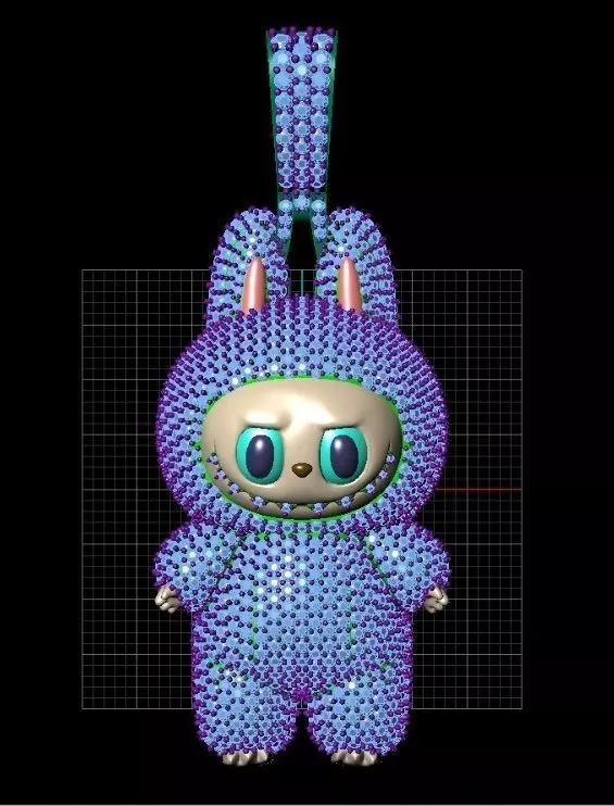 LABUBU GOLD HOLLOW  HALF PENDANT JEWELLERY 3D print model_0