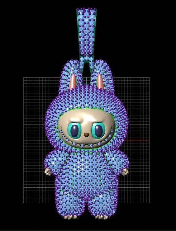 LABUBU GOLD HOLLOW  HALF PENDANT JEWELLERY 3D print model_0