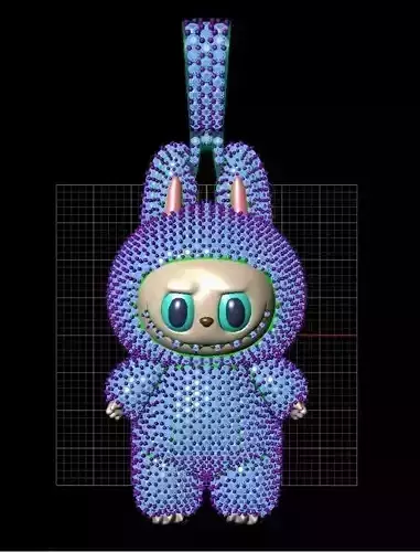 LABUBU GOLD HOLLOW  HALF PENDANT JEWELLERY 3D print model