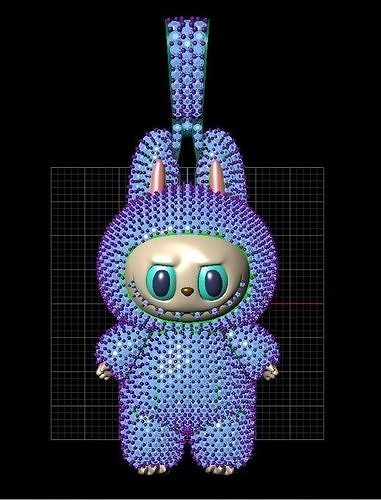 LABUBU GOLD HOLLOW PENDANT JEWELLERY 3D print model