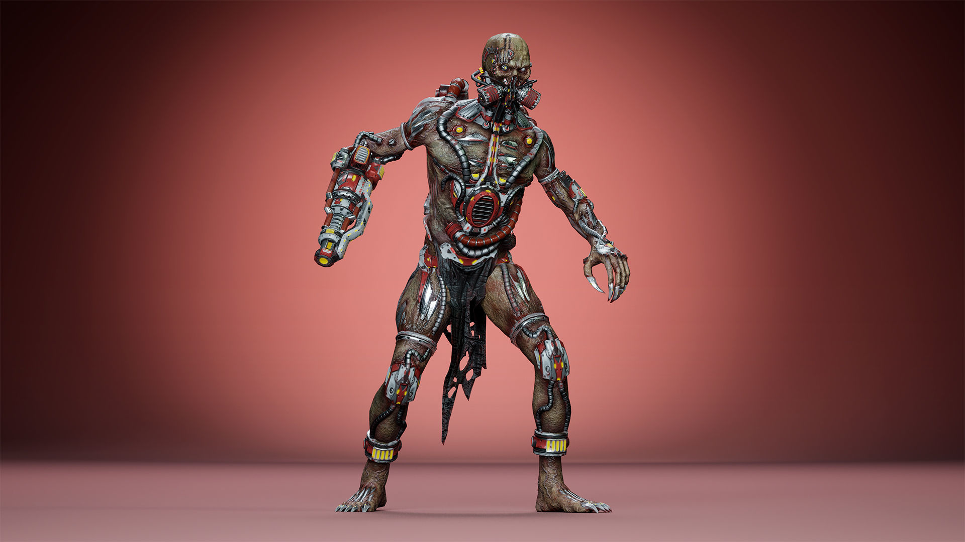 Cyborg Mutant3 Low-poly 3D model_9