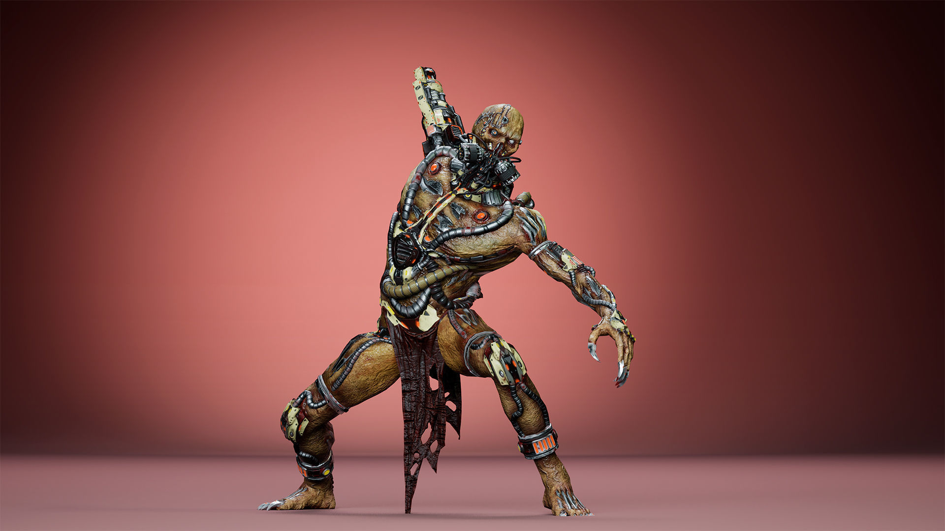 Cyborg Mutant3 Low-poly 3D model_19