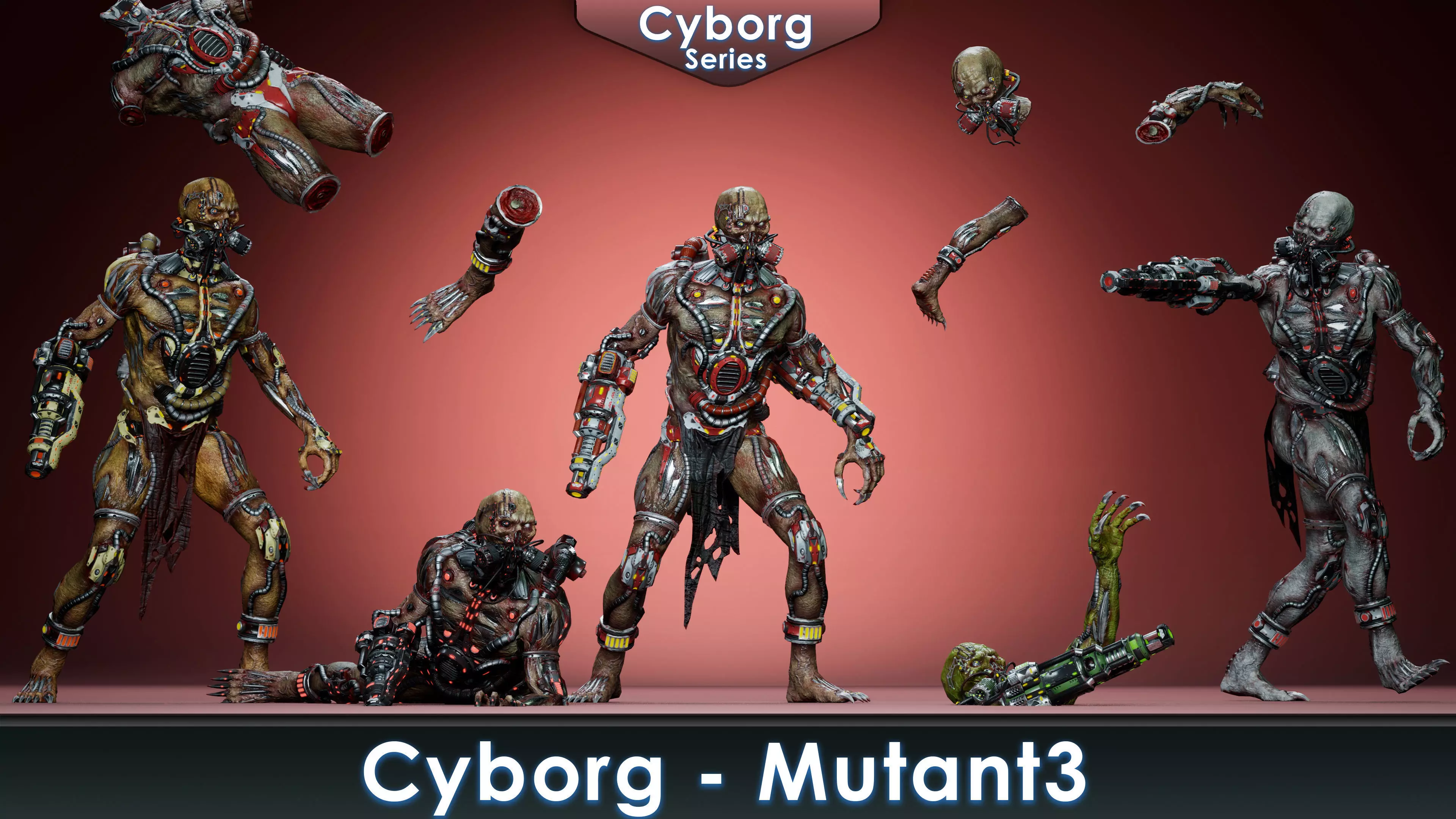 Cyborg Mutant3 Low-poly 3D model_0