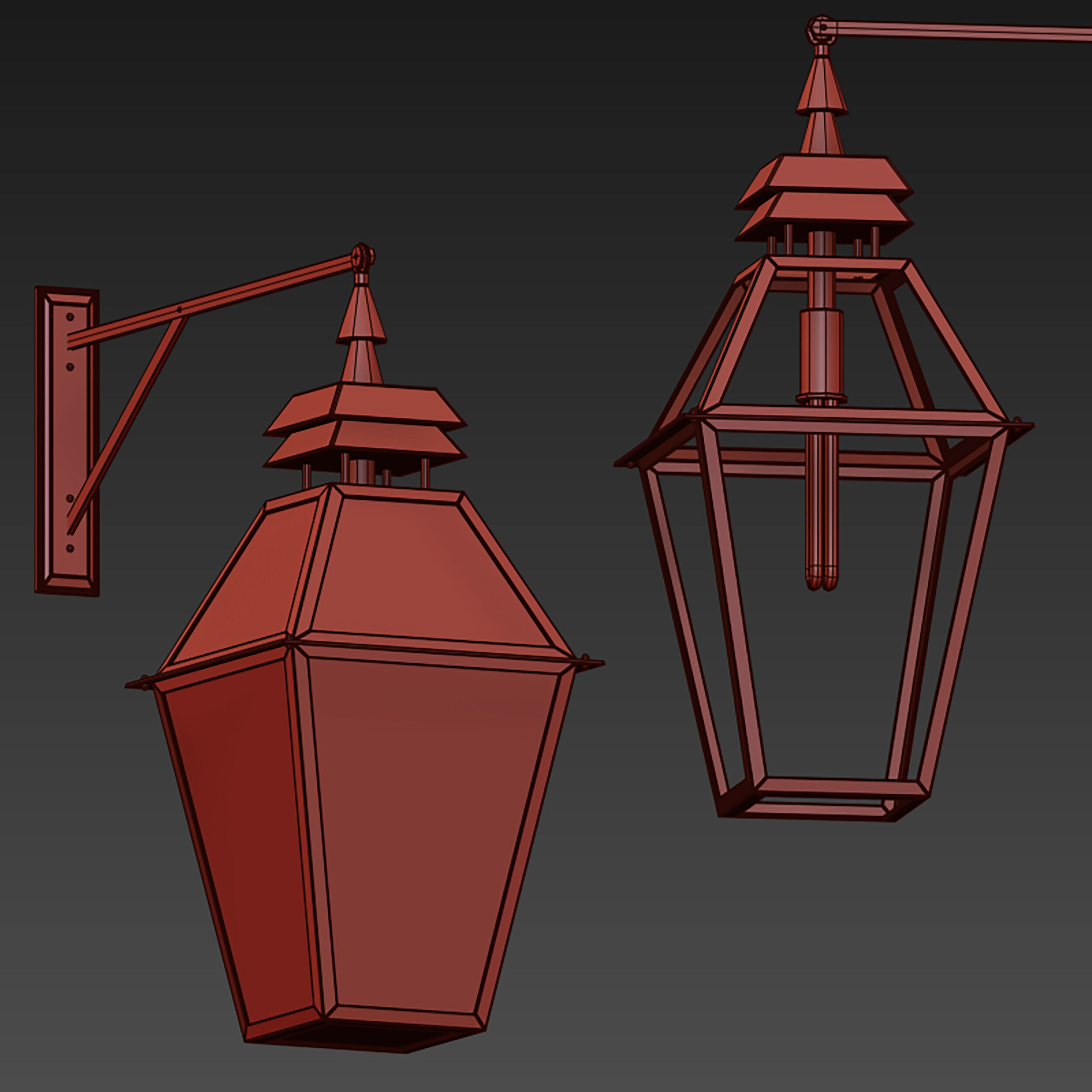 Outdoor Wall Hanging Lantern Light 3D model_36