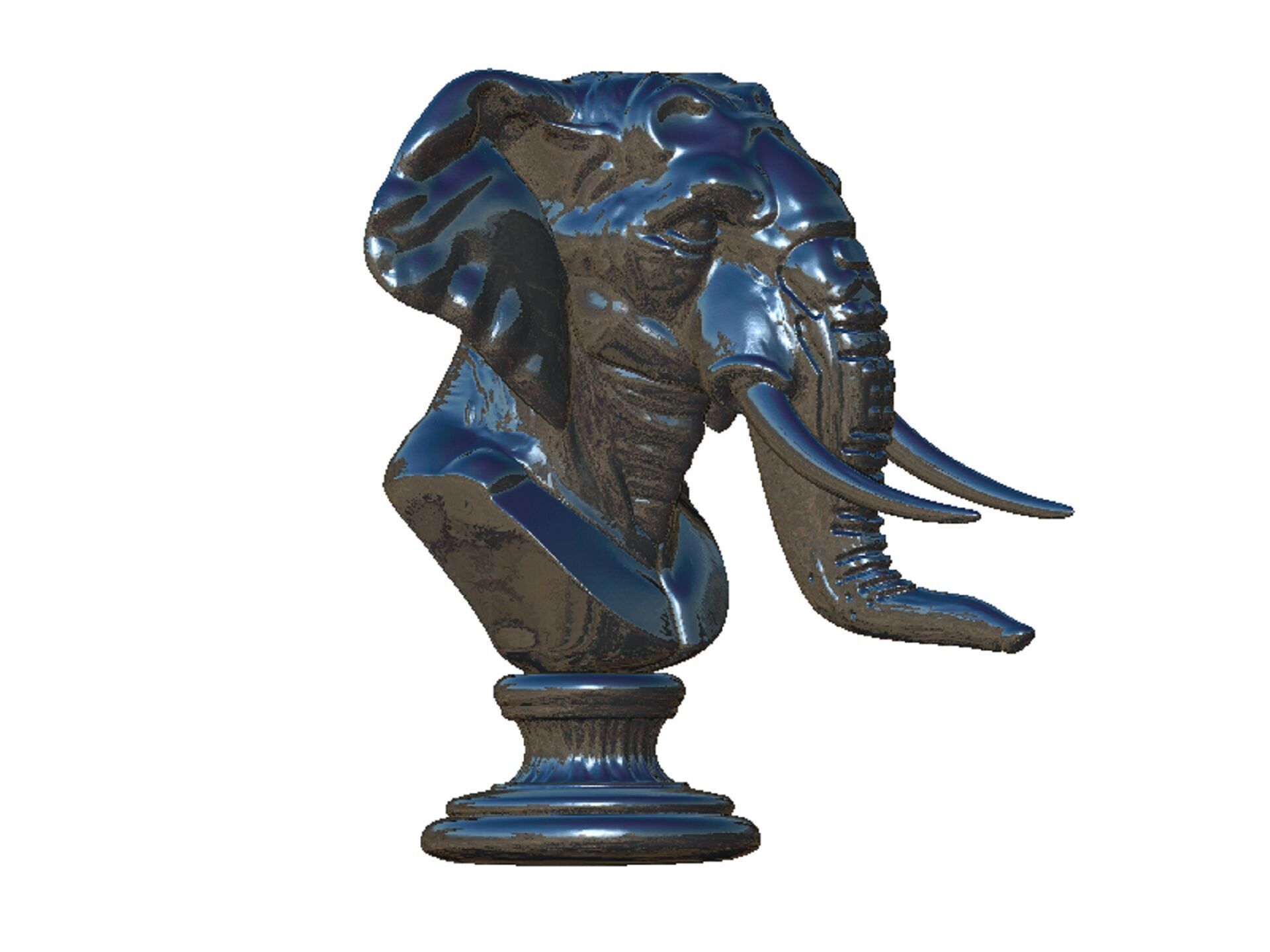 elephant head bust 3D print model_9