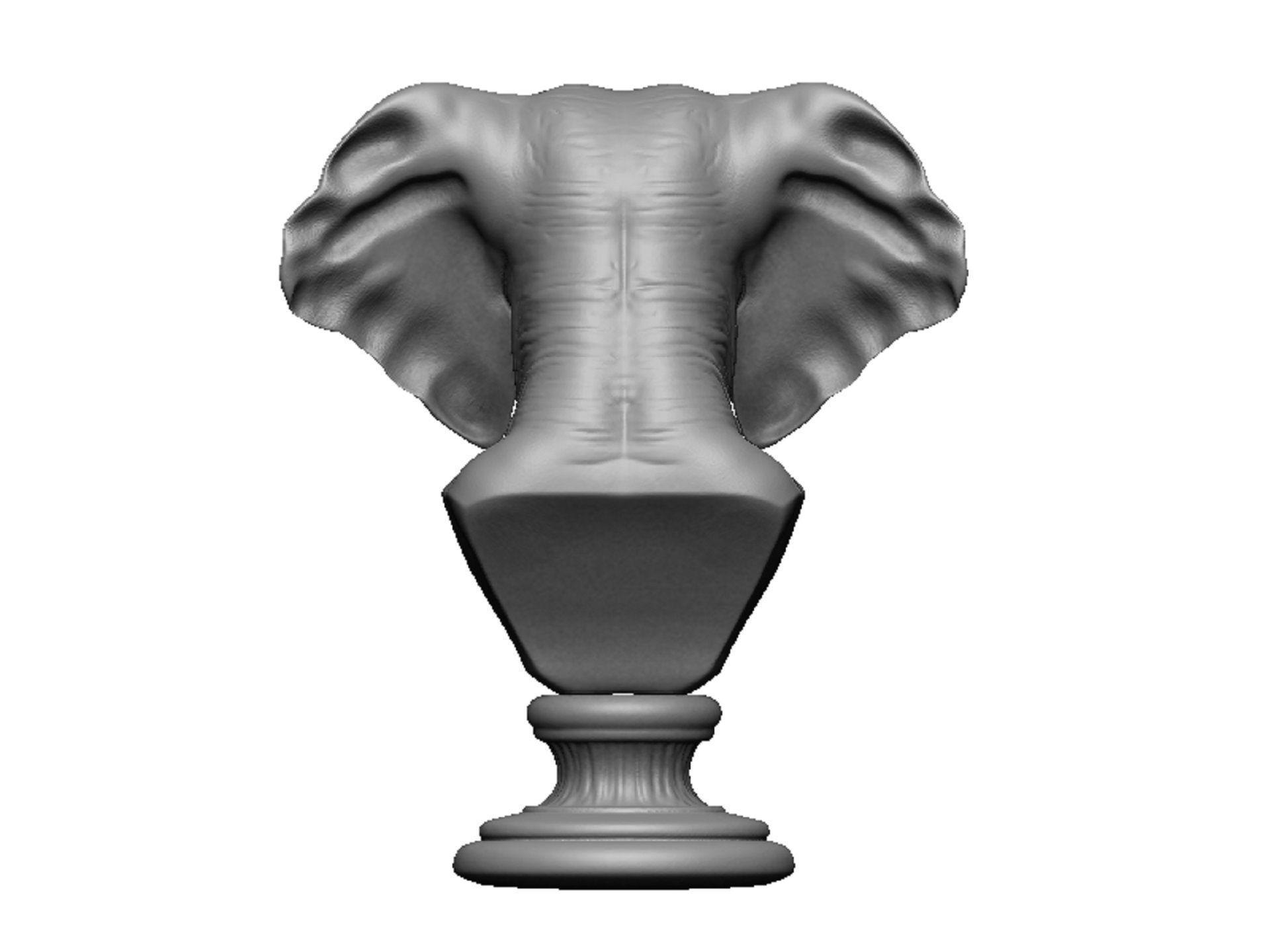 elephant head bust 3D print model_4