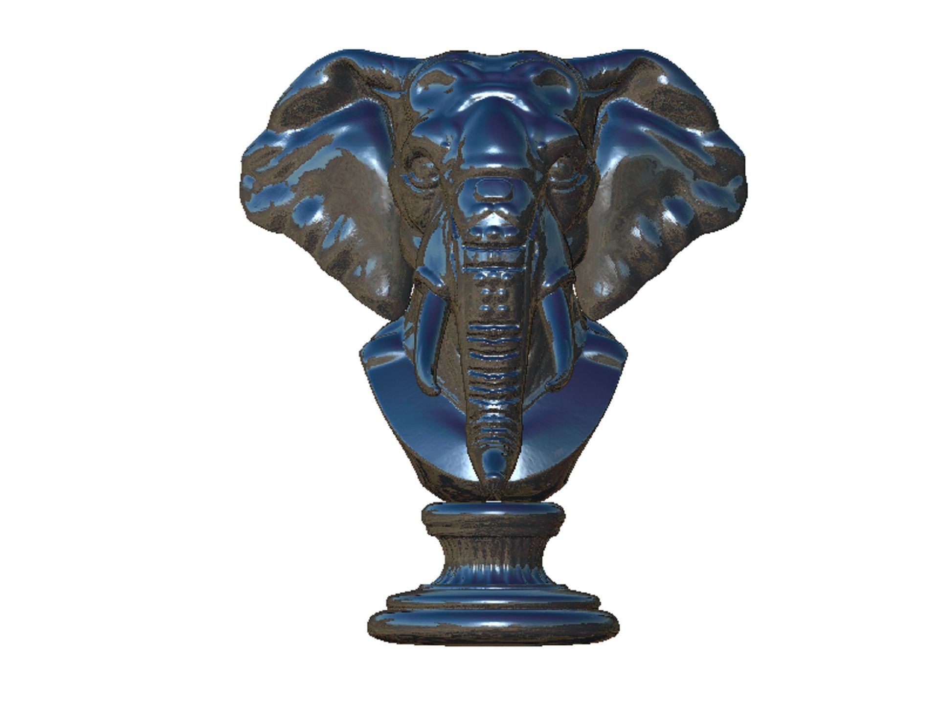 elephant head bust 3D print model_8