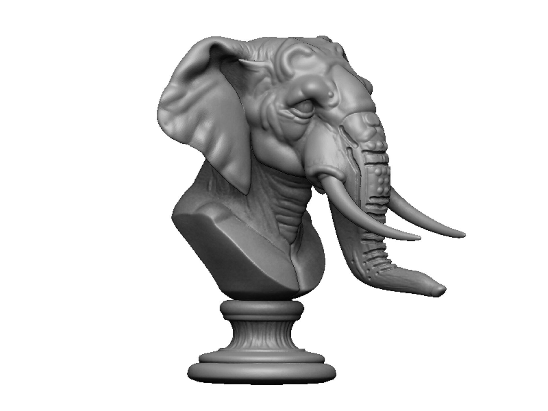 elephant head bust 3D print model_1