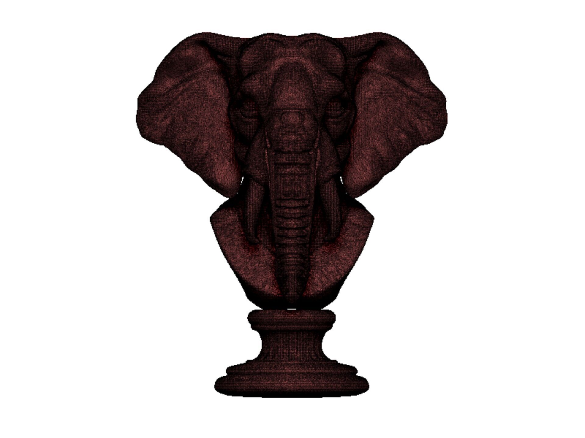 elephant head bust 3D print model_10