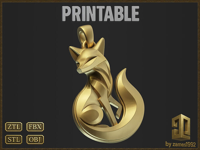 Elegant Fox Jewelry 3D print model