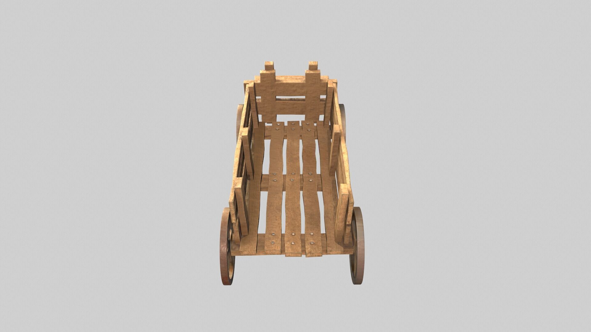 WOODEN CART Low-poly 3D model_4