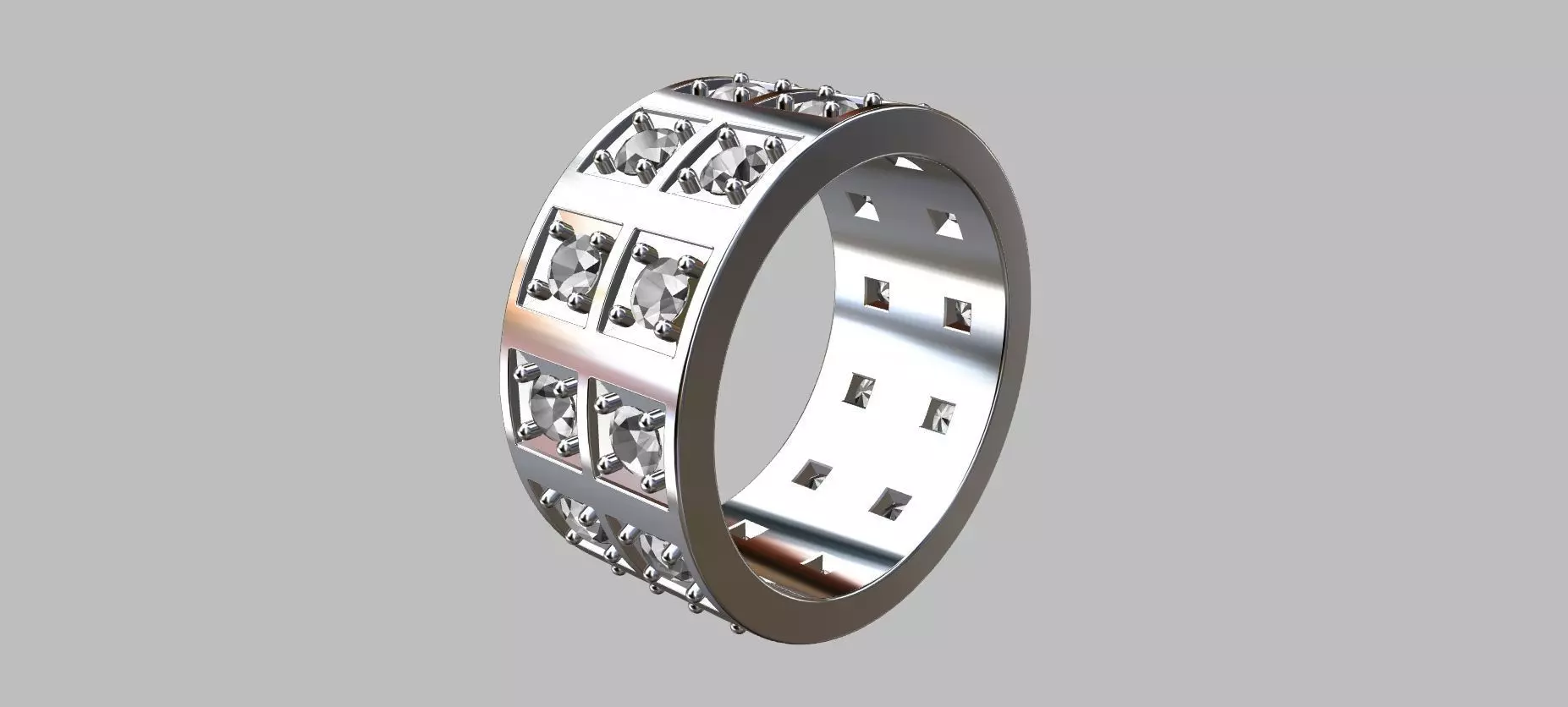Double Square Setting Ring with 10 Point Gemstone 3D print model
