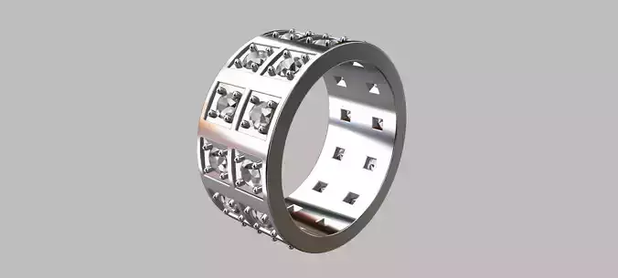 Double Square Setting Ring with 10 Point Gemstone