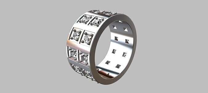 Double Square Setting Ring with 10 Point Gemstone 3D print model