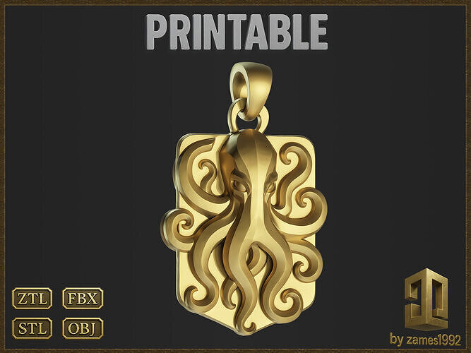Fantasy Octopus Pendant 3D print model