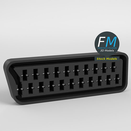Female SCART euro connector 3D model