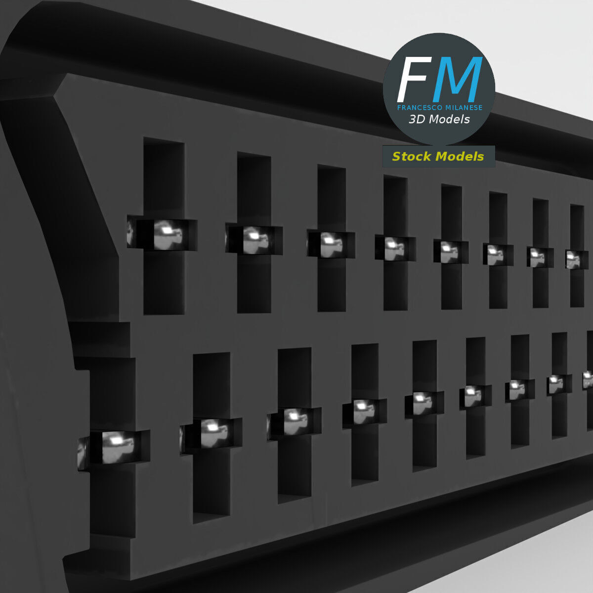 Female SCART euro connector 3D model_4