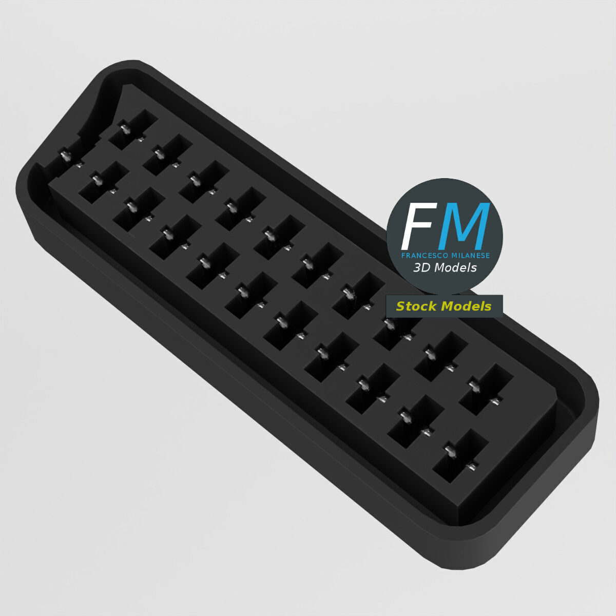 Female SCART euro connector 3D model_6