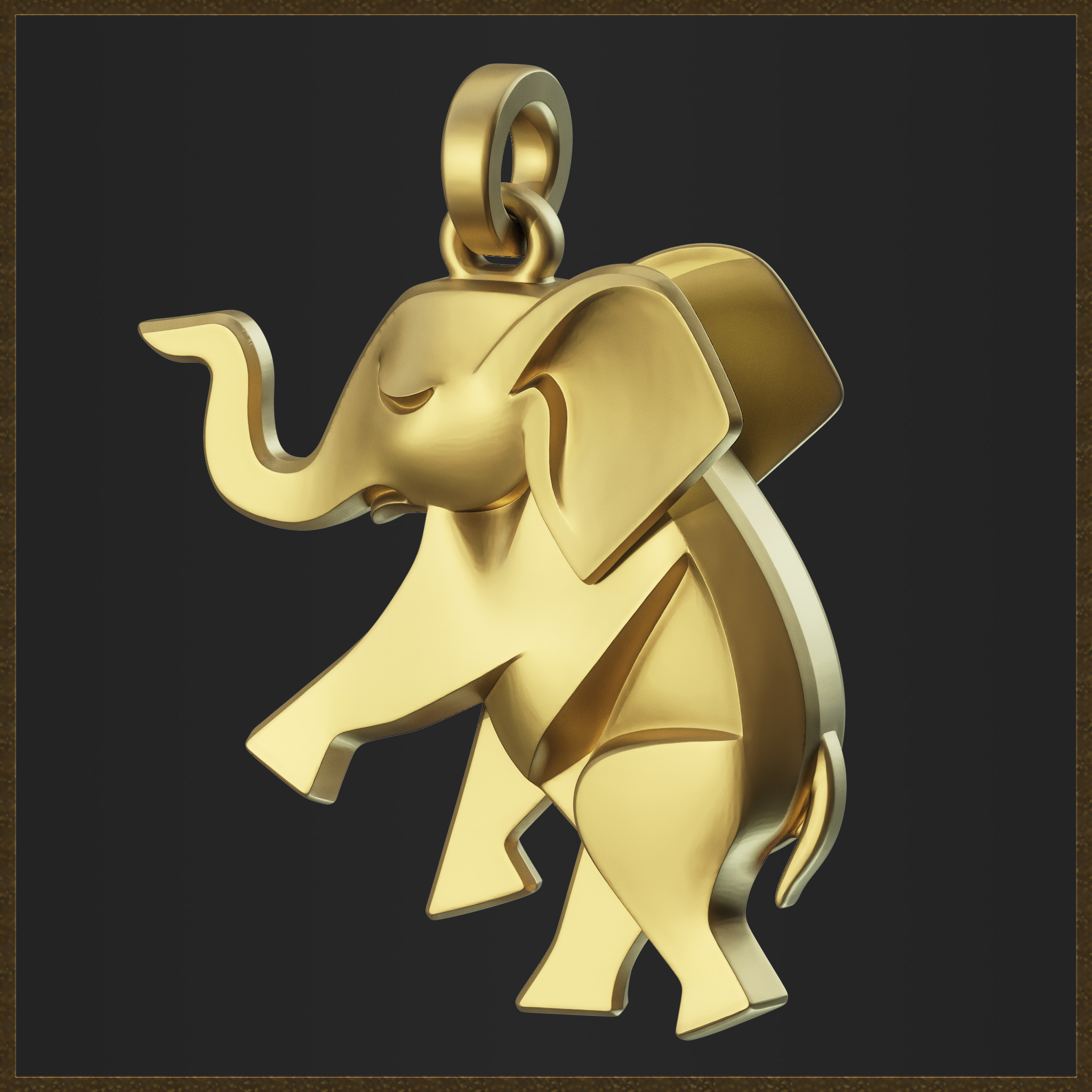 Cute Elephant Pendant 3D print model_6
