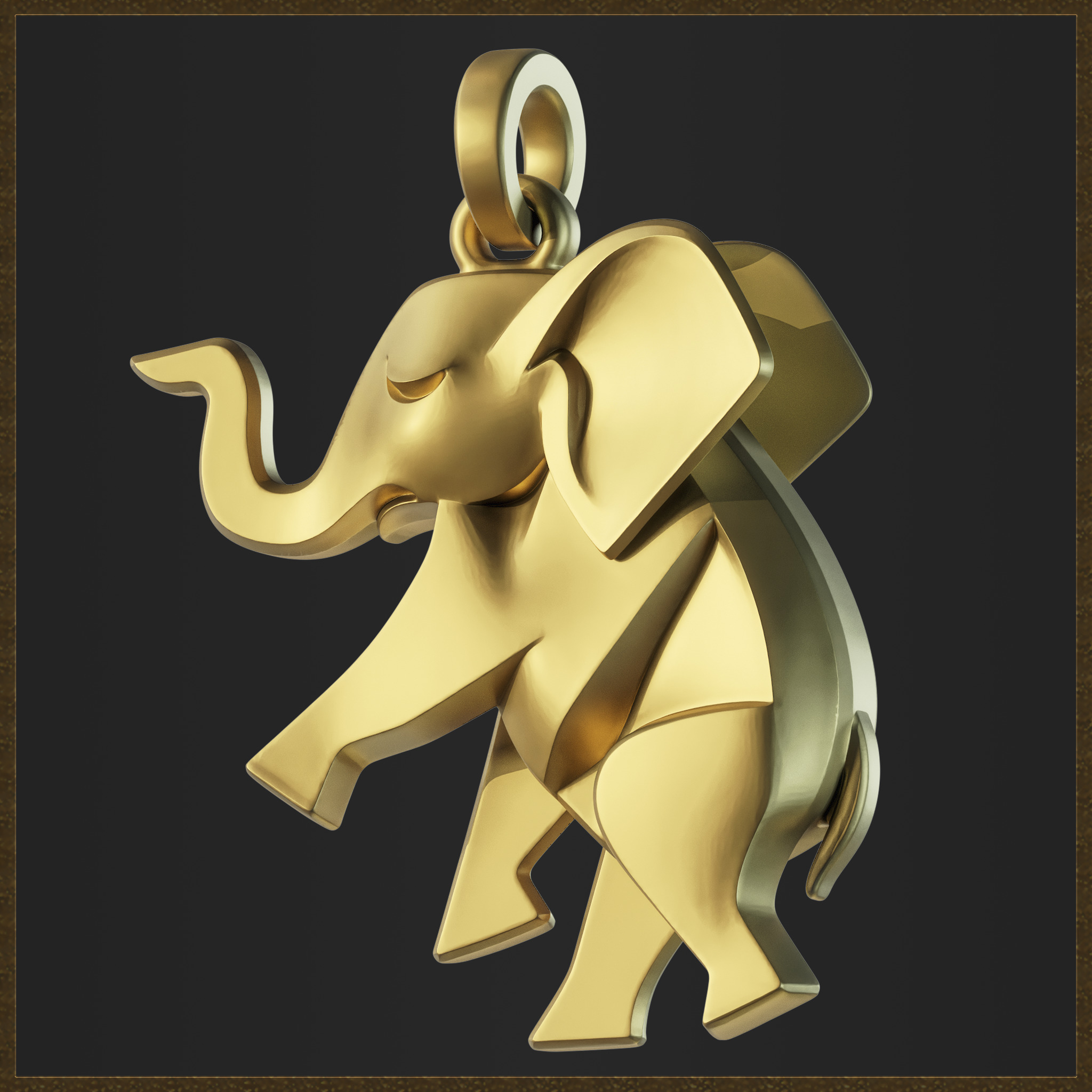 Cute Elephant Pendant 3D print model_5