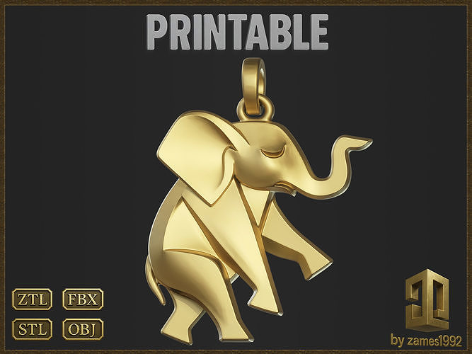 Cute Elephant Pendant 3D print model