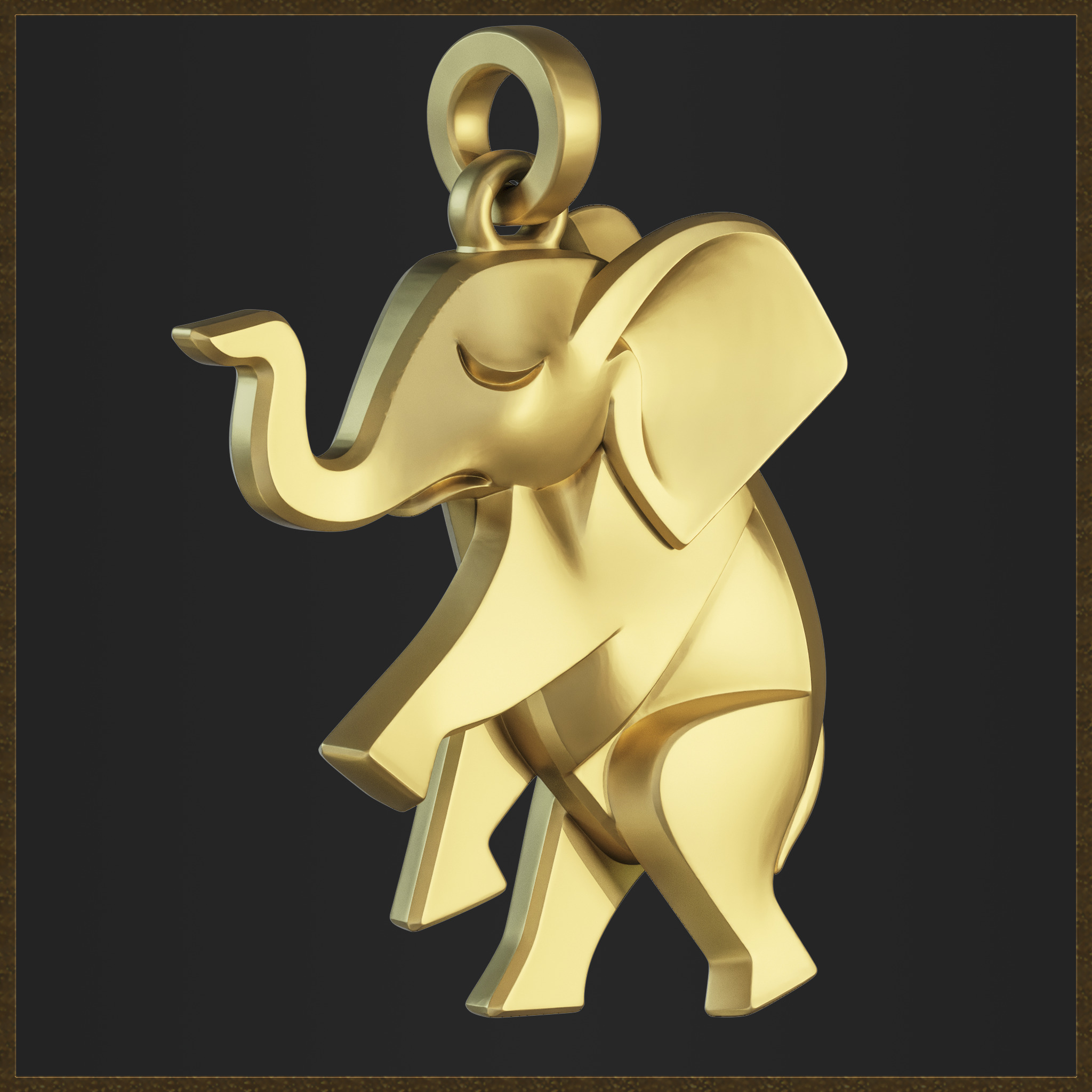 Cute Elephant Pendant 3D print model_4