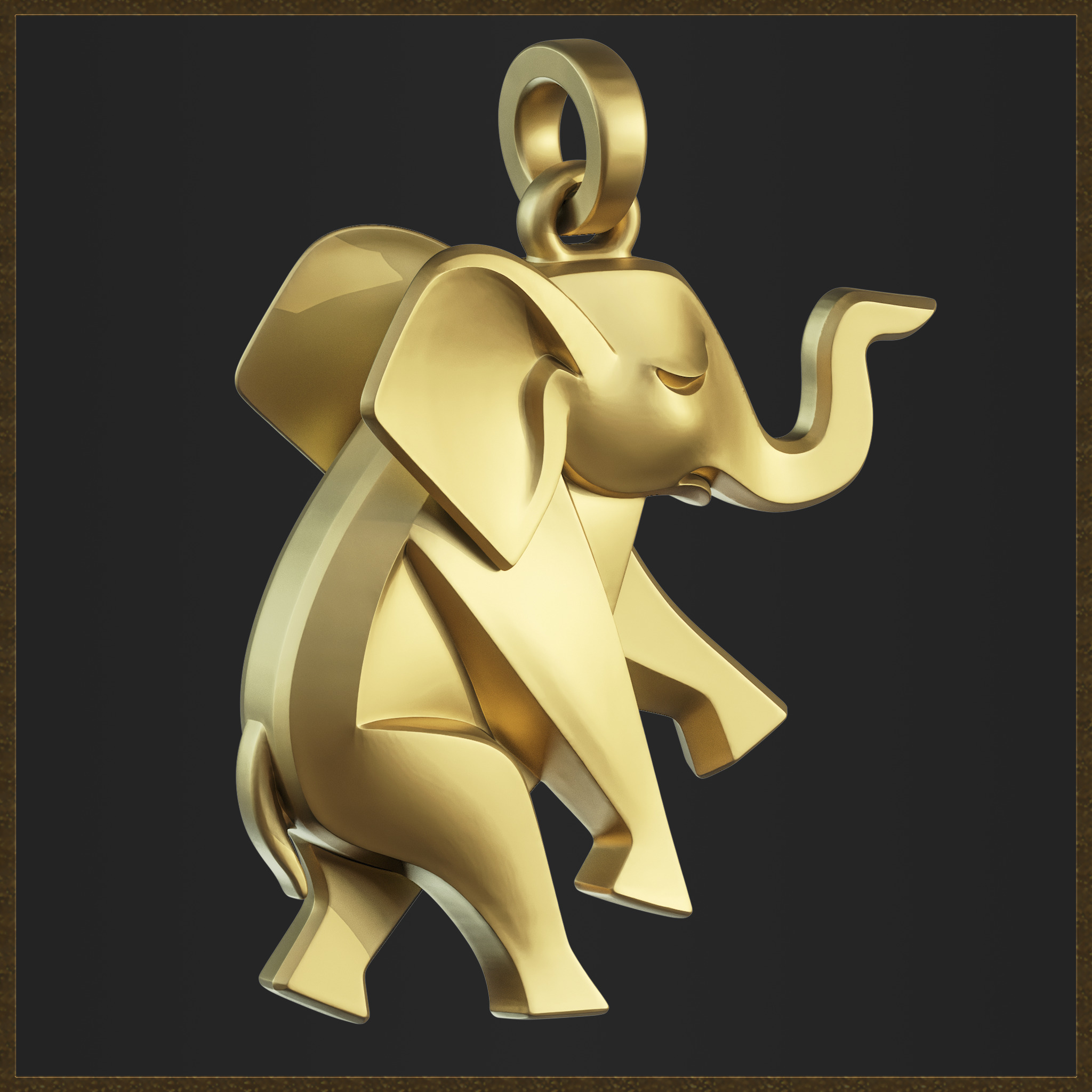 Cute Elephant Pendant 3D print model_2