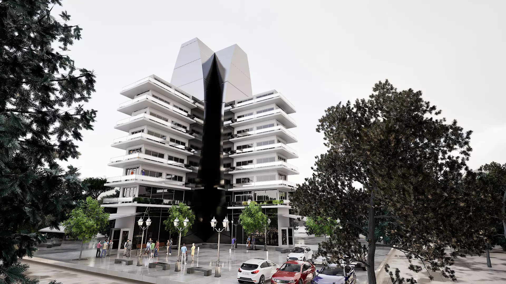 Commercial-city 3D model Low-poly 3D model