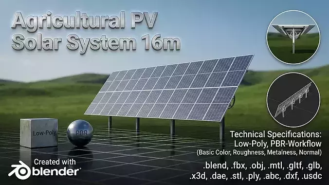 Agricultural photovoltaic solar plant with animation 16m