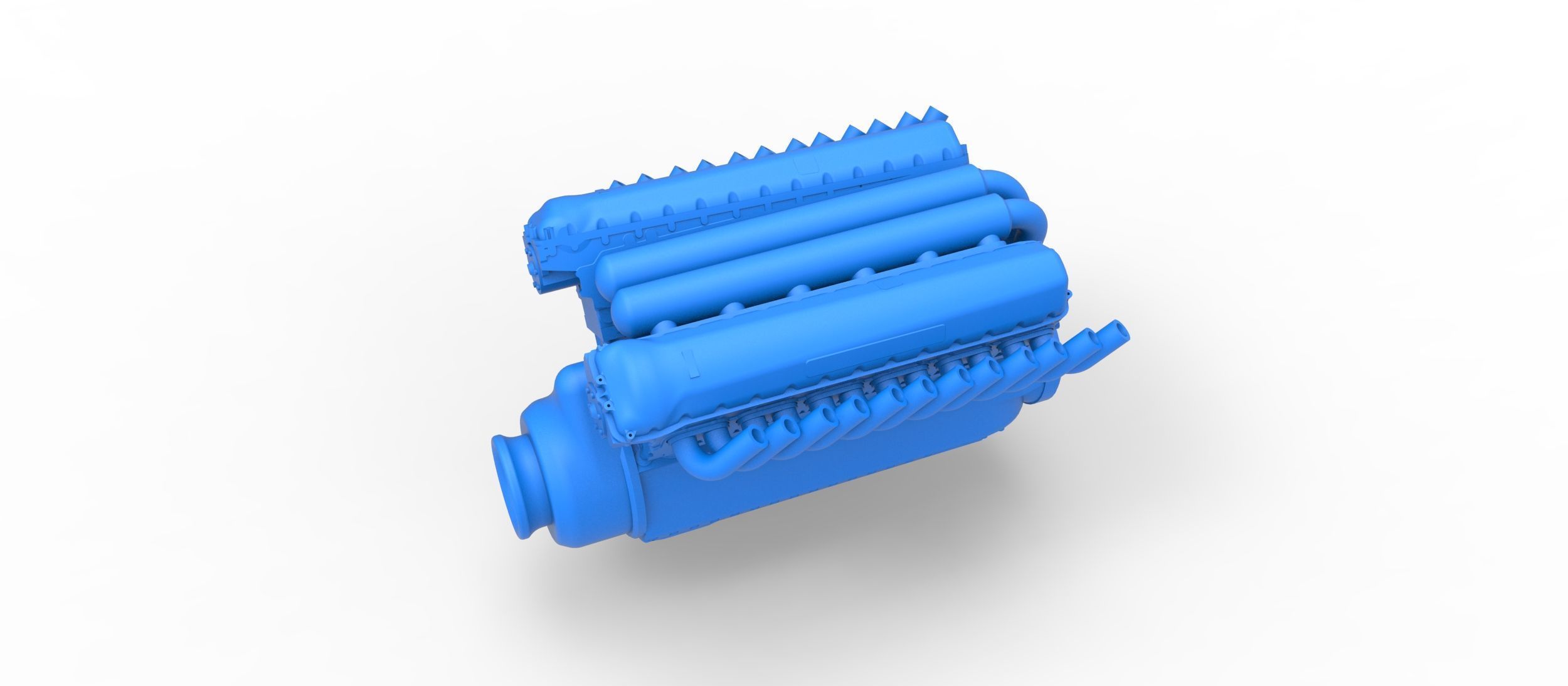 Engine V12 of Vintage Dragster Scale 1 to 25 3D print model_1