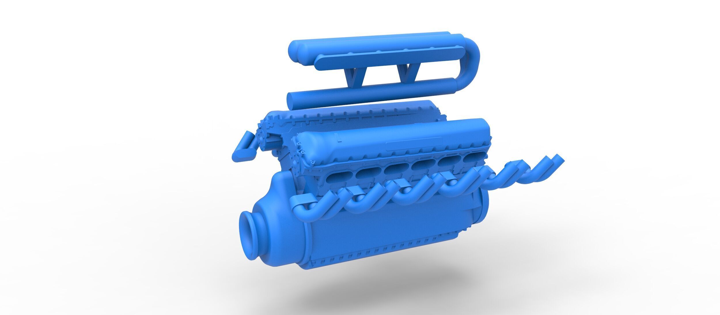 Engine V12 of Vintage Dragster Scale 1 to 25 3D print model_14