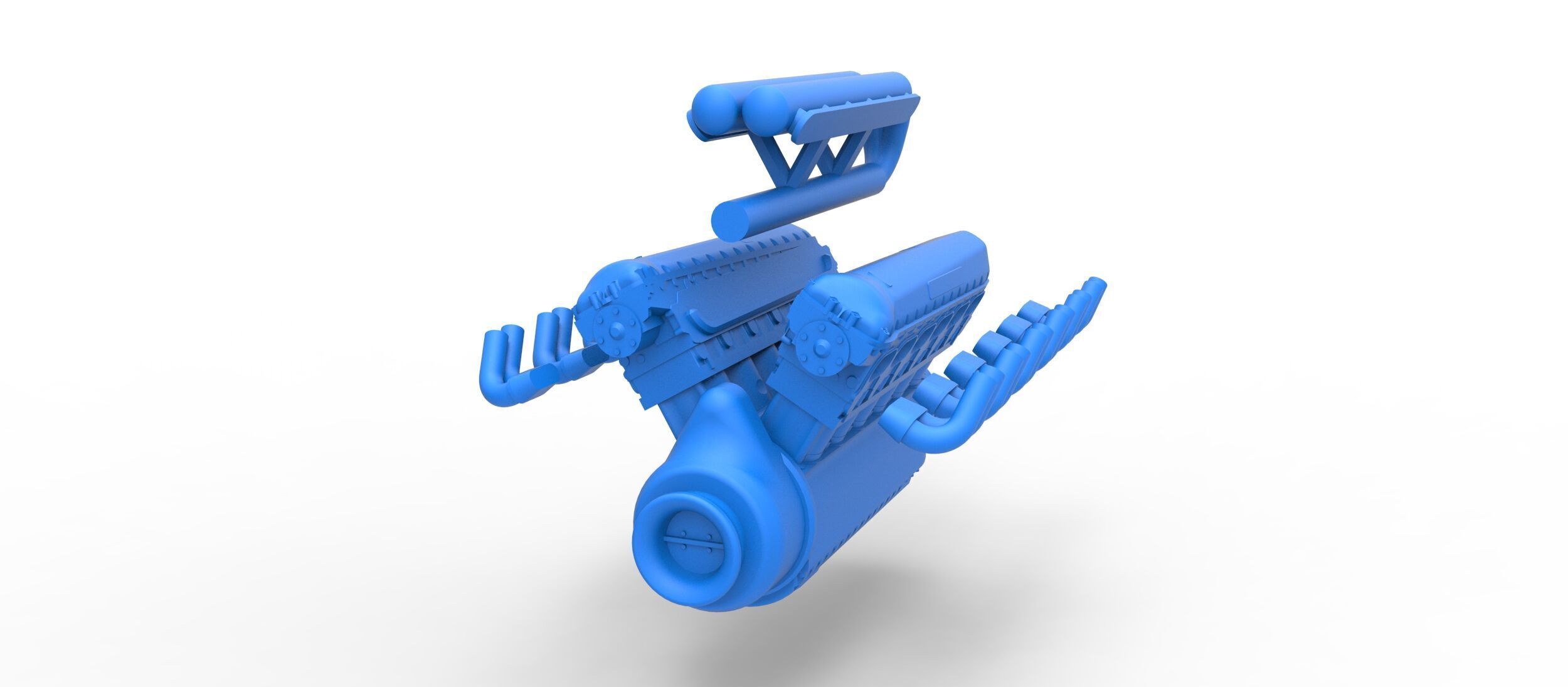 Engine V12 of Vintage Dragster Scale 1 to 25 3D print model_13