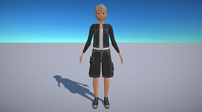 Casual boy game character Low-poly 3D model