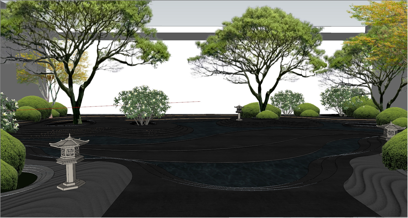 Modern New Chinese - style Courtyard Landscape Design 3D model_5