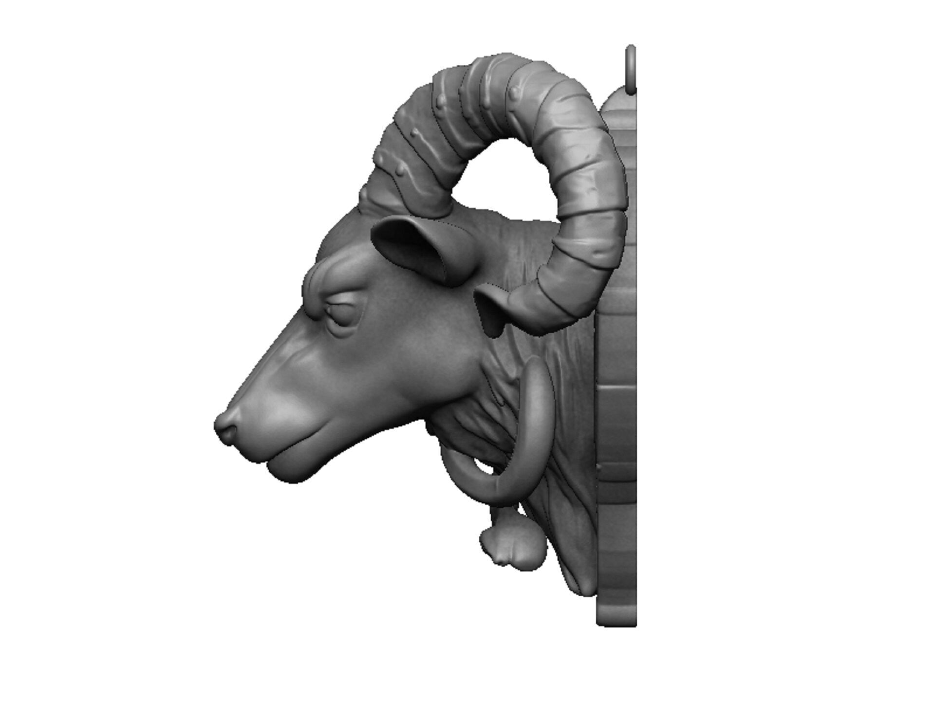 goat pendant 3D print model_3