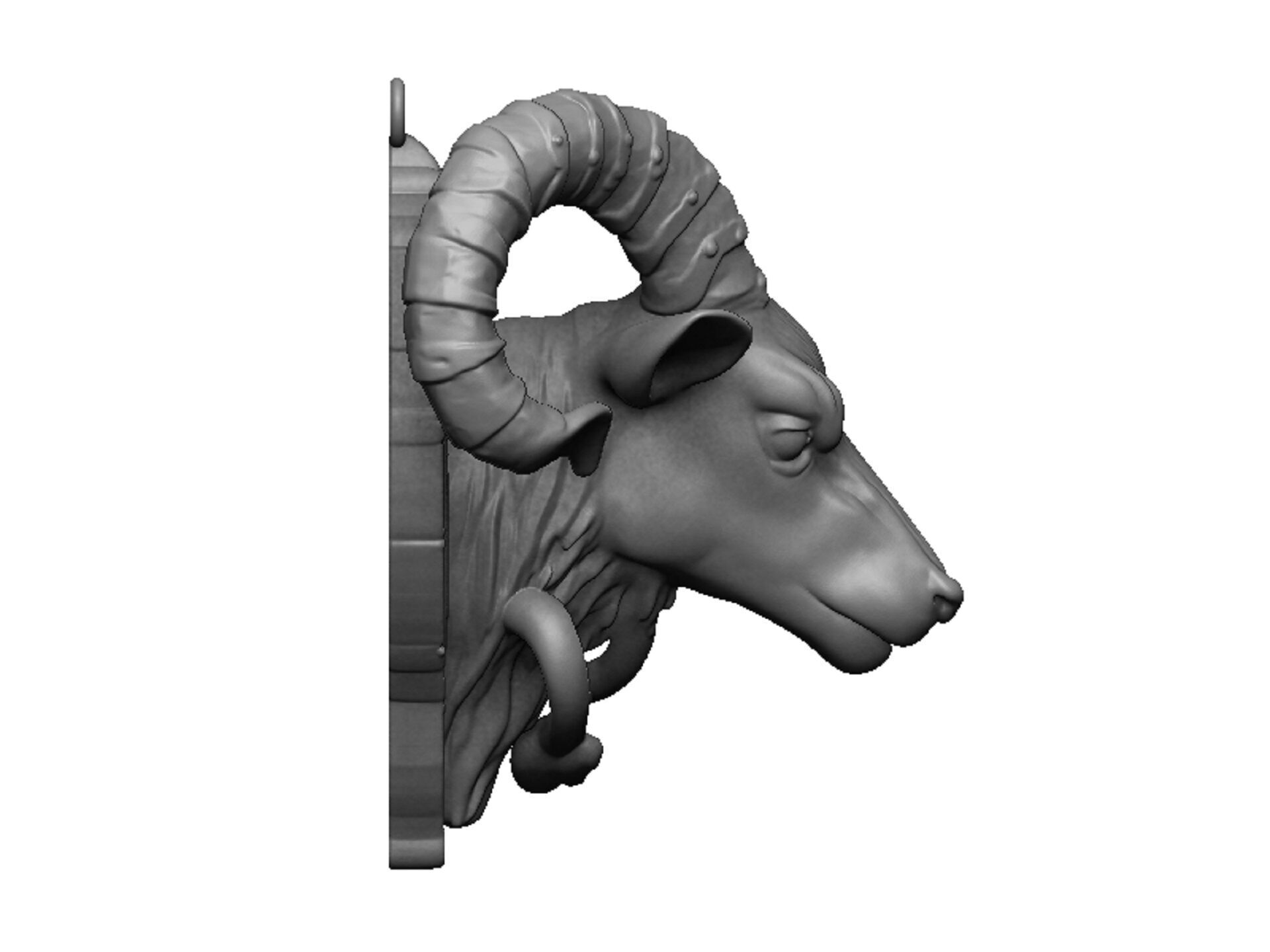goat pendant 3D print model_4
