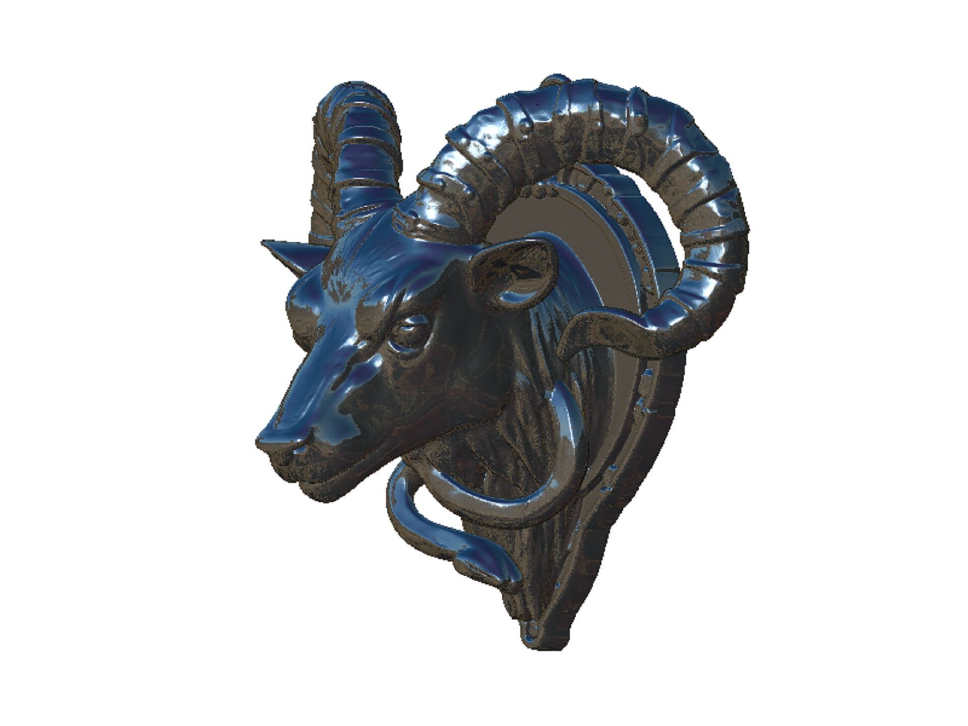 goat pendant 3D print model_8