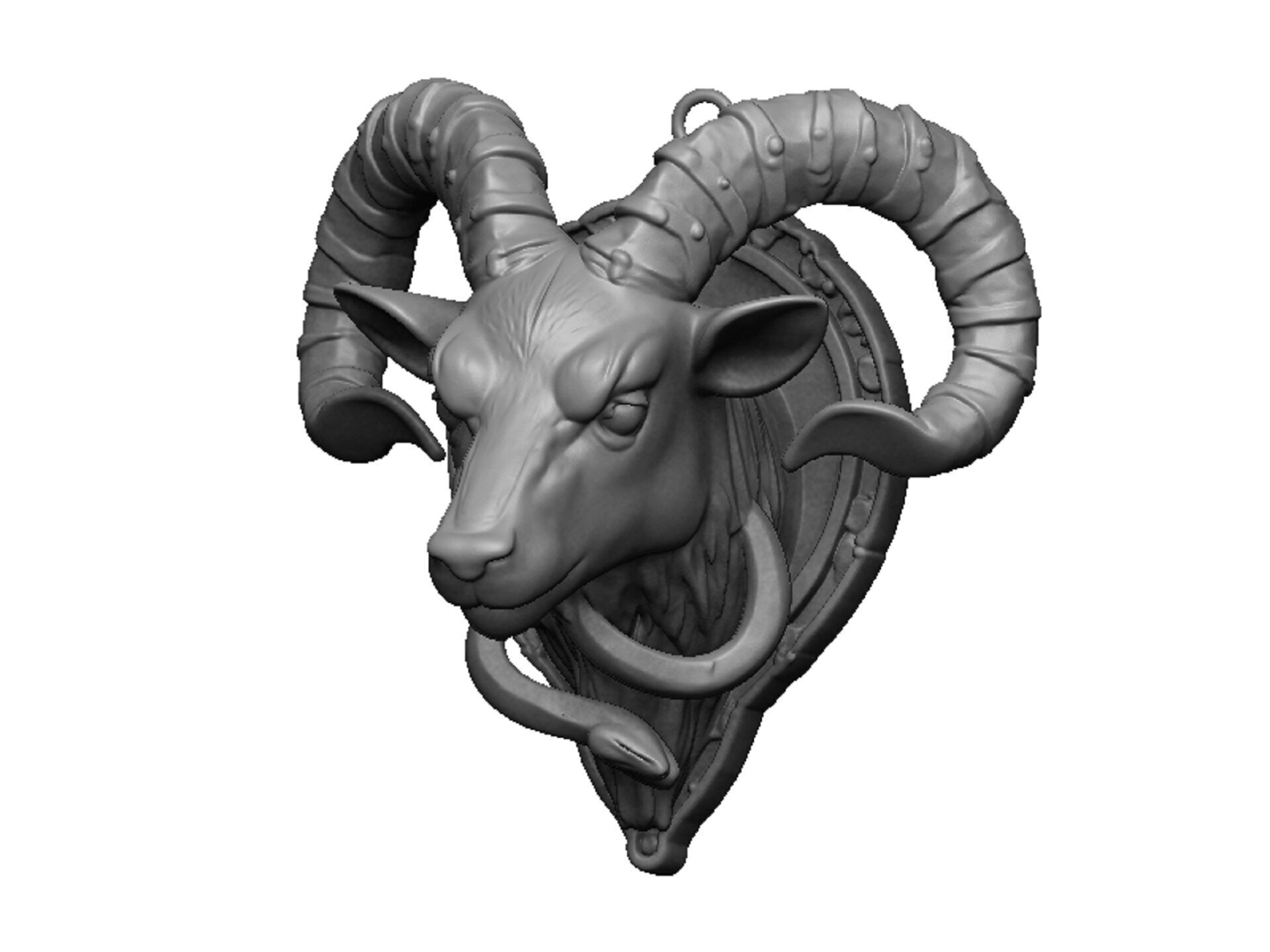 goat pendant 3D print model_2