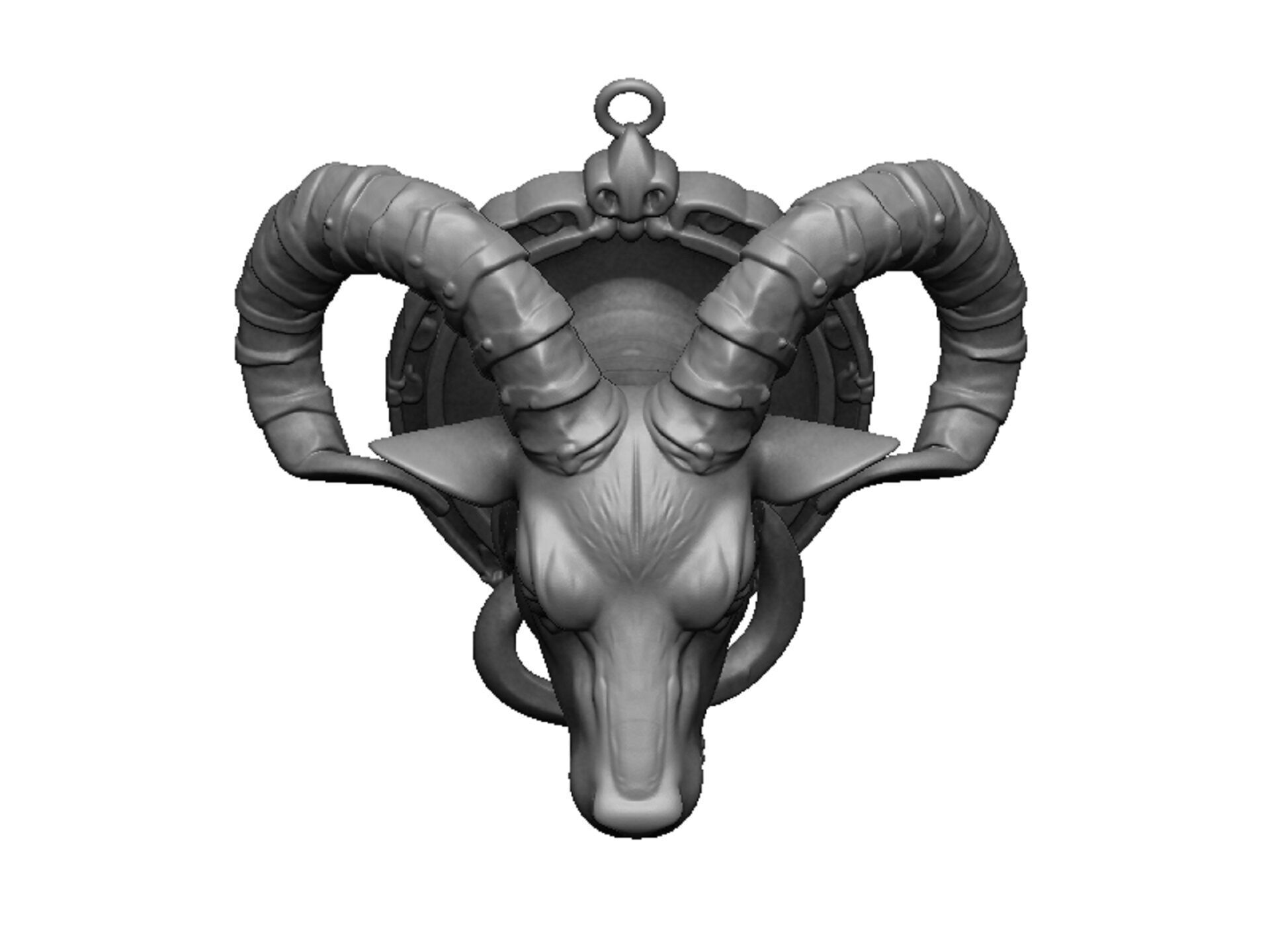 goat pendant 3D print model_5
