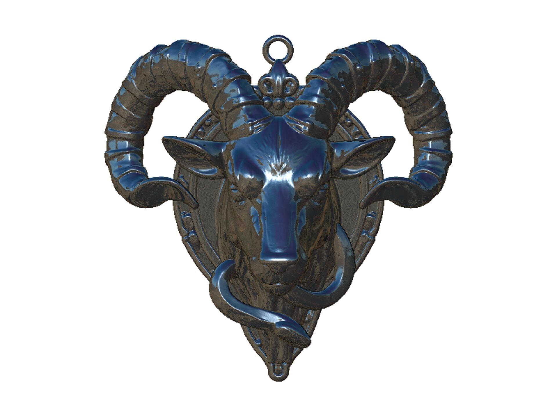 goat pendant 3D print model_6